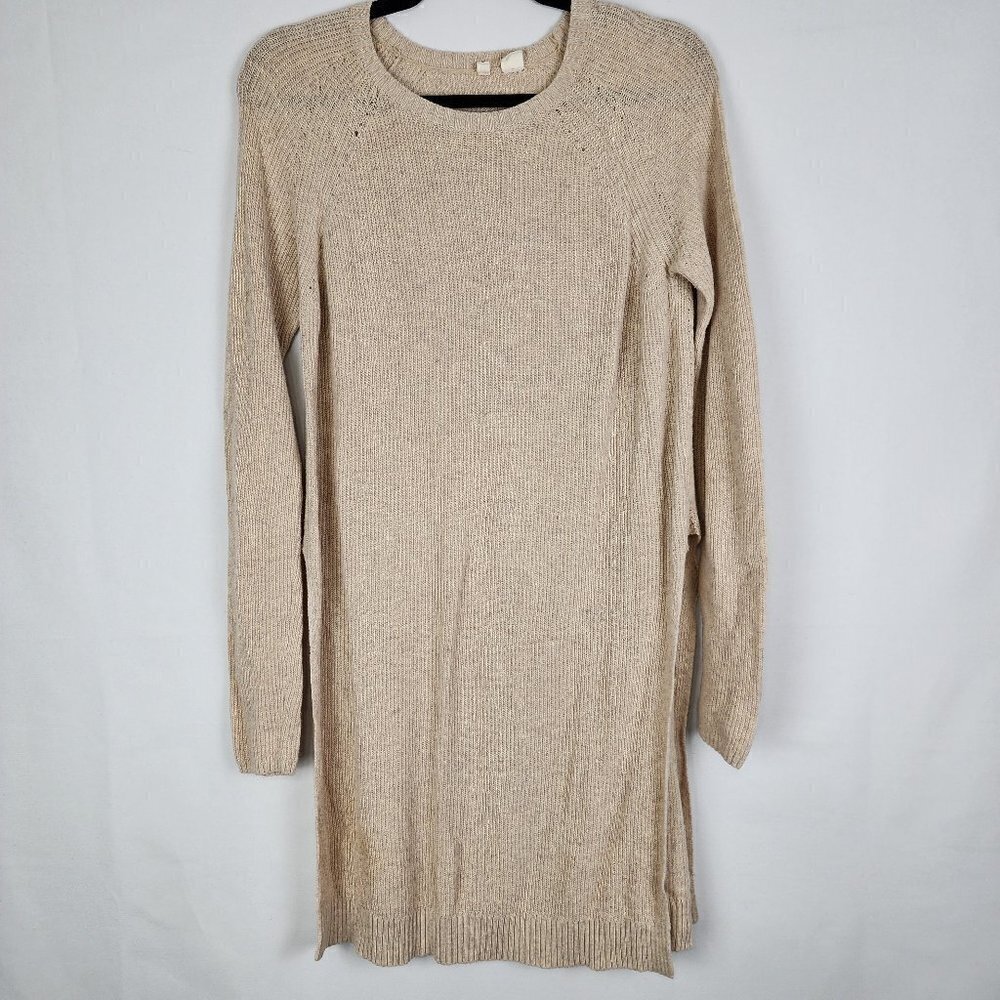 Moth Anthropologie Beige Cotton Cashmere Blend Side Slit Tunic Sweater Small